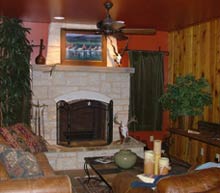 Bunkhouse Living Area and Fireplace